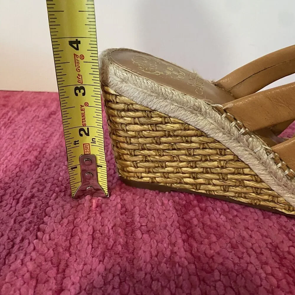 Vince Camuto Molisano Wedge Espadrille Sandals Light Cognac Brown Size 8.5 Wide